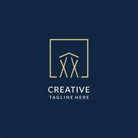 Initiale xx Platz Linien Logo, modern und Luxus echt Nachlass Logo Design vektor