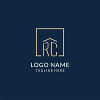 Initiale rc Platz Linien Logo, modern und Luxus echt Nachlass Logo Design vektor