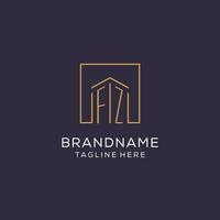 Initiale fz Logo mit Platz Linien, Luxus und elegant echt Nachlass Logo Design vektor