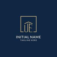 Initiale ue Platz Linien Logo, modern und Luxus echt Nachlass Logo Design vektor