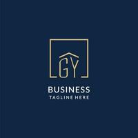 Initiale gy Platz Linien Logo, modern und Luxus echt Nachlass Logo Design vektor