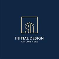 Initiale sd Platz Linien Logo, modern und Luxus echt Nachlass Logo Design vektor