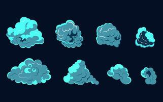 Rauch Explosion Animation von ein Explosion mit Comic fliegend Wolken. einstellen von isoliert Vektor Abbildungen zu erstellen ein Explosion Wirkung. das bewirken von Rauch Bewegung, funkeln und dynamisch Boom.