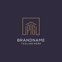 Initiale pg Logo mit Platz Linien, Luxus und elegant echt Nachlass Logo Design vektor