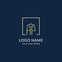 Initiale ap Platz Linien Logo, modern und Luxus echt Nachlass Logo Design vektor