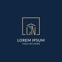 Initiale cn Platz Linien Logo, modern und Luxus echt Nachlass Logo Design vektor