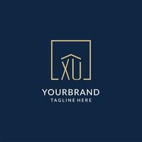 Initiale xu Platz Linien Logo, modern und Luxus echt Nachlass Logo Design vektor