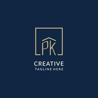 Initiale pk Platz Linien Logo, modern und Luxus echt Nachlass Logo Design vektor