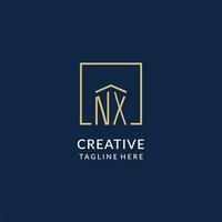 Initiale nx Platz Linien Logo, modern und Luxus echt Nachlass Logo Design vektor