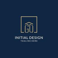 Initiale gq Platz Linien Logo, modern und Luxus echt Nachlass Logo Design vektor