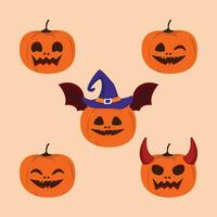 halloween pumpor samling vektor illustration