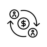 överföra pengar till person ikon i linje stil design isolerat på vit bakgrund. redigerbar stroke. vektor