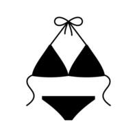 Damen schwarz Badeanzug. elegant Kordelzug Dessous zum Strand Bräunen und Schwimmen zum Urlaube und tropisch Reise mit Leichtigkeit und Vektor Komfort