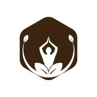 Yoga-Logo-Design-Lager. menschliche Meditation in Lotusblüten-Vektorillustration vektor