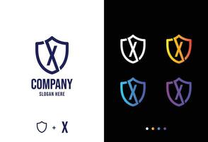 Brief x Logo Konzept, sichern x Logo im verschiedene Formen vektor