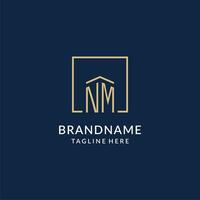 Initiale nm Platz Linien Logo, modern und Luxus echt Nachlass Logo Design vektor