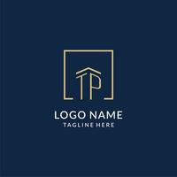 Initiale tp Platz Linien Logo, modern und Luxus echt Nachlass Logo Design vektor