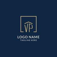 Initiale vp Platz Linien Logo, modern und Luxus echt Nachlass Logo Design vektor