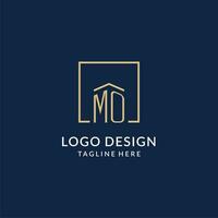 Initiale mo Platz Linien Logo, modern und Luxus echt Nachlass Logo Design vektor