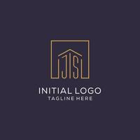 Initiale js Logo mit Platz Linien, Luxus und elegant echt Nachlass Logo Design vektor