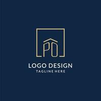 Initiale po Platz Linien Logo, modern und Luxus echt Nachlass Logo Design vektor