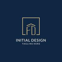Initiale fd Platz Linien Logo, modern und Luxus echt Nachlass Logo Design vektor