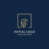 Initiale nf Platz Linien Logo, modern und Luxus echt Nachlass Logo Design vektor