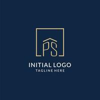 första ps fyrkant rader logotyp, modern och lyx verklig egendom logotyp design vektor