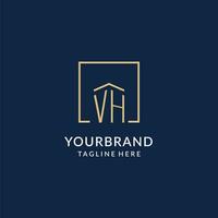 Initiale vh Platz Linien Logo, modern und Luxus echt Nachlass Logo Design vektor