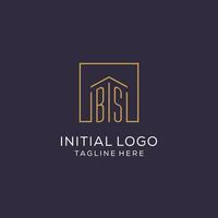 Initiale bs Logo mit Platz Linien, Luxus und elegant echt Nachlass Logo Design vektor