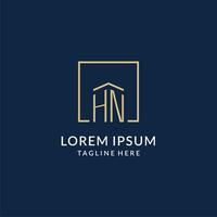 Initiale hn Platz Linien Logo, modern und Luxus echt Nachlass Logo Design vektor