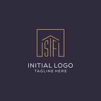 Initiale sf Logo mit Platz Linien, Luxus und elegant echt Nachlass Logo Design vektor