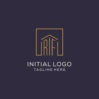 Initiale rf Logo mit Platz Linien, Luxus und elegant echt Nachlass Logo Design vektor