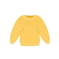 stickat värma kläder. stickat plagg. värma gul pullover i modern stil. platt vektor illustration isolerat på vit bakgrund