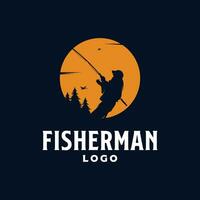 fiske logotyp design mall illustration. sport fiske logotyp vektor