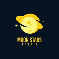 Gelb Mond und Sterne Studio Logo Design Vorlage vektor