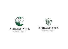 korall aqua scapes logotyp design. minimalistisk aquascapes logotyp vektor