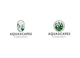 Koralle aqua Landschaften Logo Design. minimalistisch Aquascapes Logo vektor