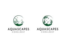 korall aqua scapes logotyp design. minimalistisk aquascapes logotyp vektor