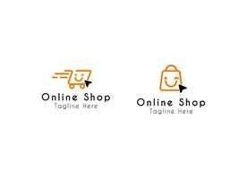 minimalistisch und einfach online Einkaufen Logo Symbole Design. online Geschäft Logo vektor