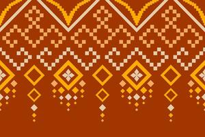 Orange Jahrgänge Kreuz Stich traditionell ethnisch Muster Paisley Blume Ikat Hintergrund abstrakt aztekisch afrikanisch indonesisch indisch nahtlos Muster zum Stoff drucken Stoff Kleid Teppich Vorhänge und Sarong vektor