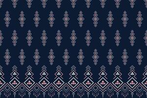 Indigo Marine Blau geometrisch traditionell ethnisch Muster Ikat nahtlos Muster Rand abstrakt Design zum Stoff drucken Stoff Kleid Teppich Vorhänge und Sarong aztekisch afrikanisch indisch indonesisch vektor