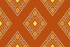 Orange Jahrgänge Kreuz Stich traditionell ethnisch Muster Paisley Blume Ikat Hintergrund abstrakt aztekisch afrikanisch indonesisch indisch nahtlos Muster zum Stoff drucken Stoff Kleid Teppich Vorhänge und Sarong vektor