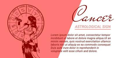 Vektor Banner oder Vorlage mit schön Frau. Konzepte von Tierkreis, astrologisch unterzeichnen.