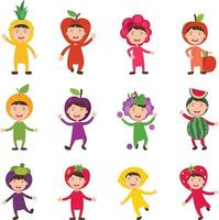 Illustration von isolierten Kostümen Obst Kinder vektor