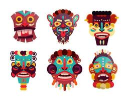 Sammlung von Hawaii hölzern Masken vektor