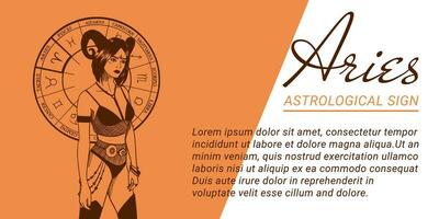 Vektor Banner oder Vorlage mit schön Frau. Konzepte von Tierkreis, astrologisch unterzeichnen.