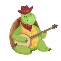 Illustration von ein Schildkröte spielen ein Gitarre vektor