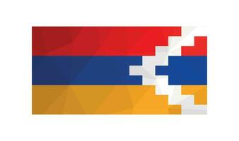 vektor illustration. nationell flagga i röd, blå, grön färger. officiell symbol av artsakh, nagorno karabakh republik. kreativ design i låg poly stil med triangel- former