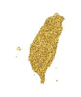 vektor isolerat illustration med förenklad taiwan, republik av Kina, Karta. dekorerad förbi skinande guld glitter textur. ny år och jul högtider' dekoration för hälsning kort.